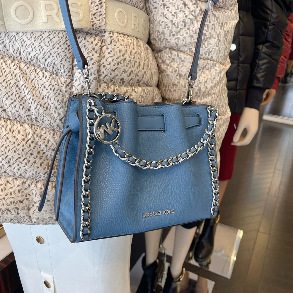 MICHAEL KORS Mina Small Chain Convertible Crossbody XBody Bag Cornflower Belted